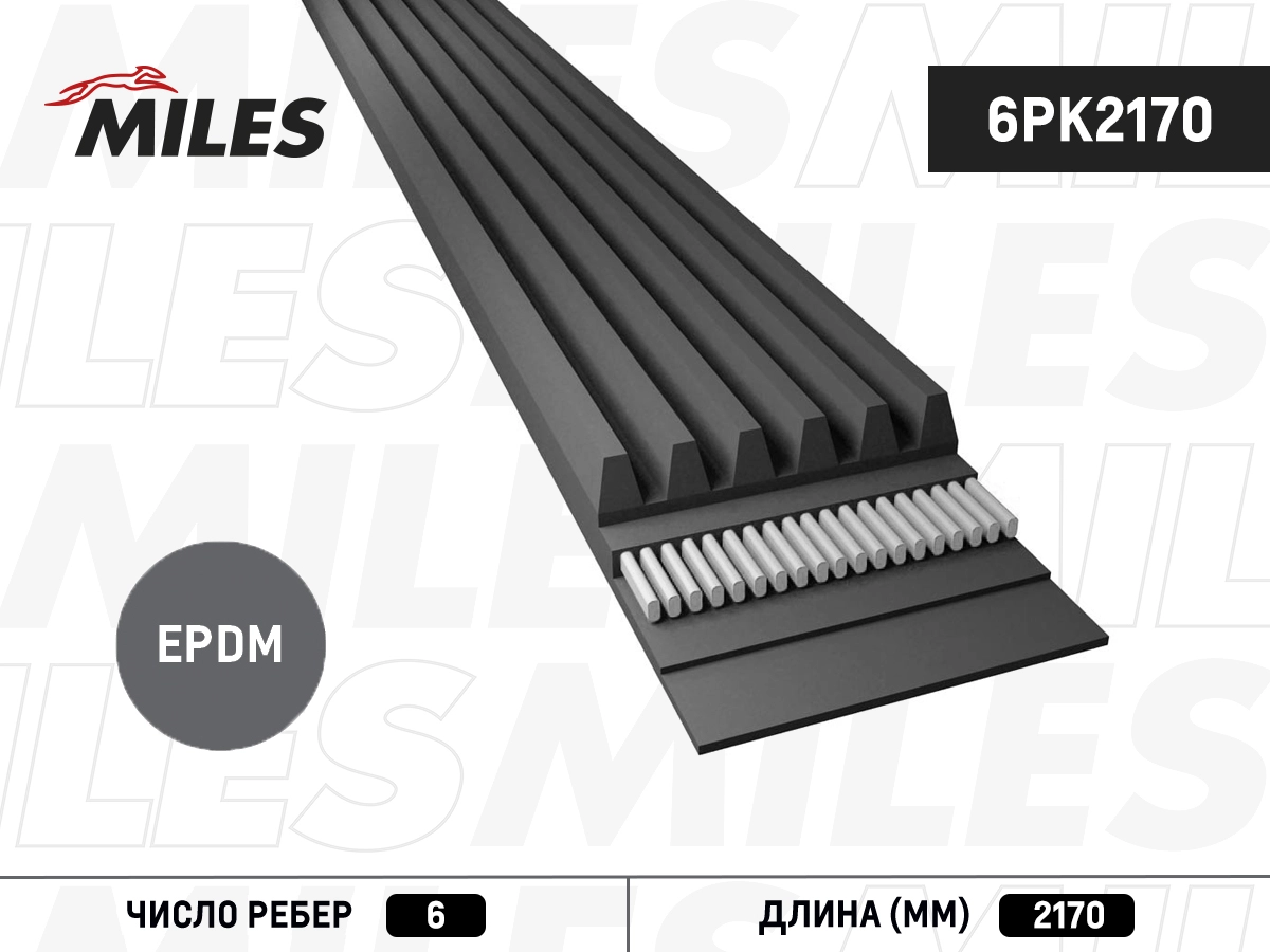Поликлиновой ремень MILES 6PK2170
