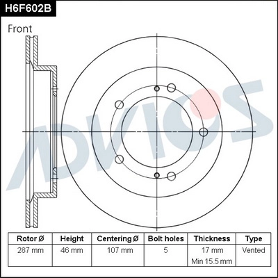 Тормозной диск ADVICS H6F602B