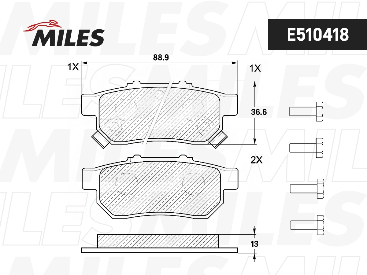 Комплект тормозных колодок дисковый тормоз MILES E510418