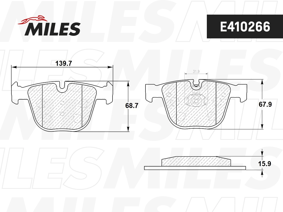 Комплект тормозных колодок дисковый тормоз MILES E410266