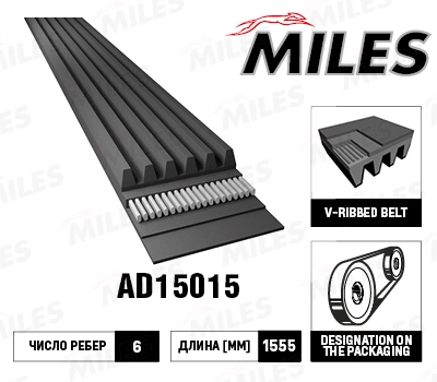 Поликлиновой ремень MILES AD15015