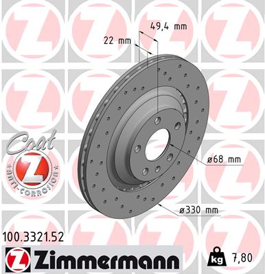 Тормозной диск ZIMMERMANN 100.3321.52