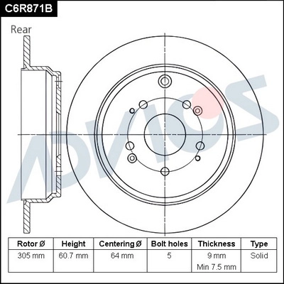 Тормозной диск ADVICS C6R871B