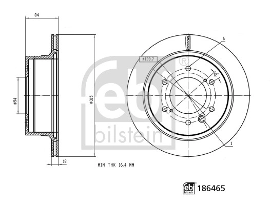 Тормозной диск FEBI BILSTEIN 186465