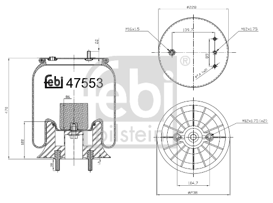 Кожух пневматической рессоры FEBI BILSTEIN 47553