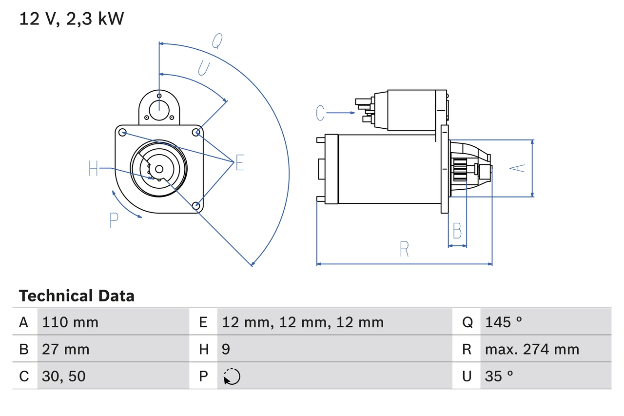 Стартер BOSCH 0 986 023 860