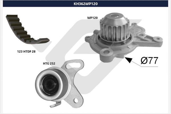 Водяной насос + комплект зубчатого ремня HUTCHINSON KH 362WP120