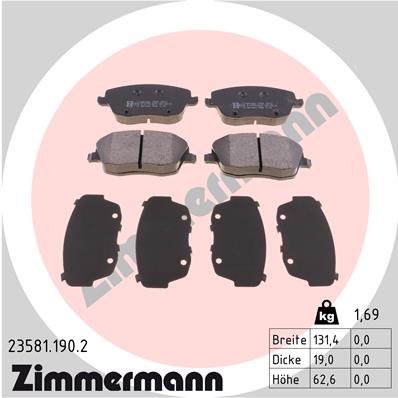 Комплект тормозных колодок дисковый тормоз ZIMMERMANN 23581.190.2
