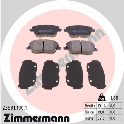 Комплект тормозных колодок дисковый тормоз ZIMMERMANN 23581.190.1