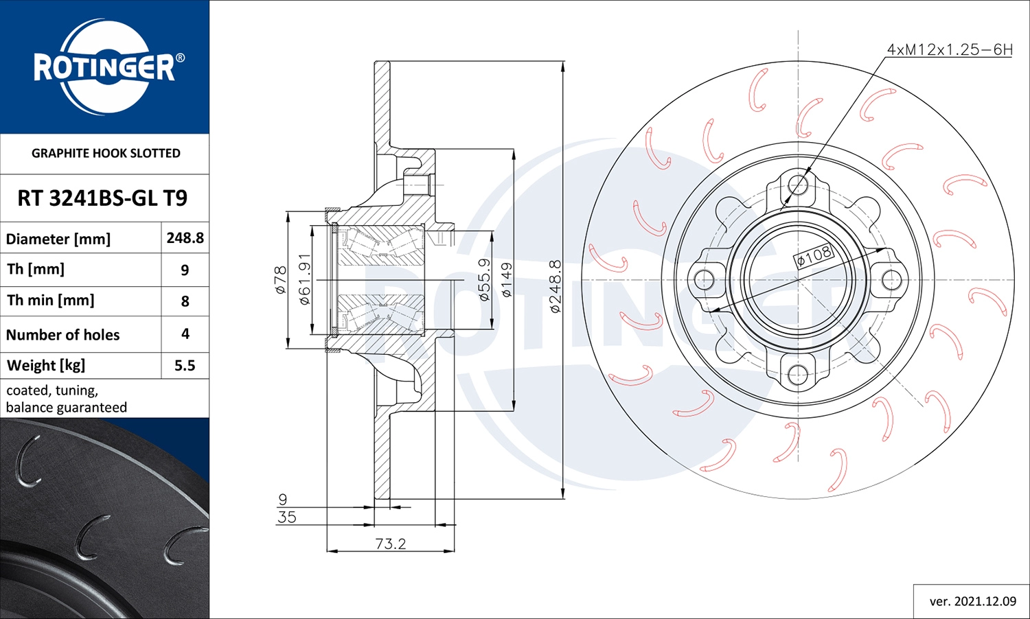 Тормозной диск ROTINGER RT 3241BS-GL T9