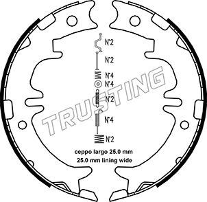 Комплект тормозных колодок стояночная тормозная система TRUSTING 115.311K