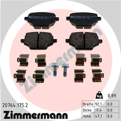 Комплект тормозных колодок дисковый тормоз ZIMMERMANN 20764.175.2