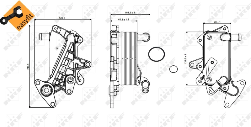 Масляный радиатор автоматическая коробка передач easy fit NRF 31357