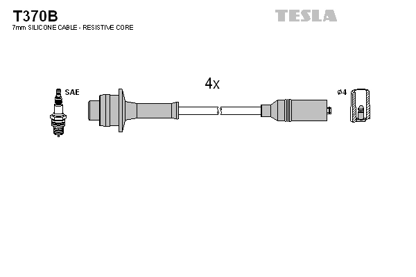 Комплект проводов зажигания TESLA T370B