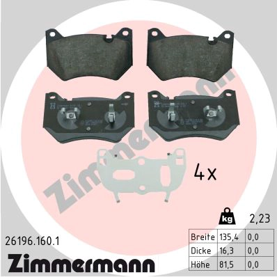Комплект тормозных колодок дисковый тормоз ZIMMERMANN 26196.160.1