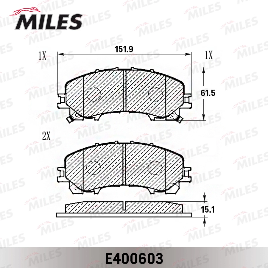 Комплект тормозных колодок дисковый тормоз MILES E400603