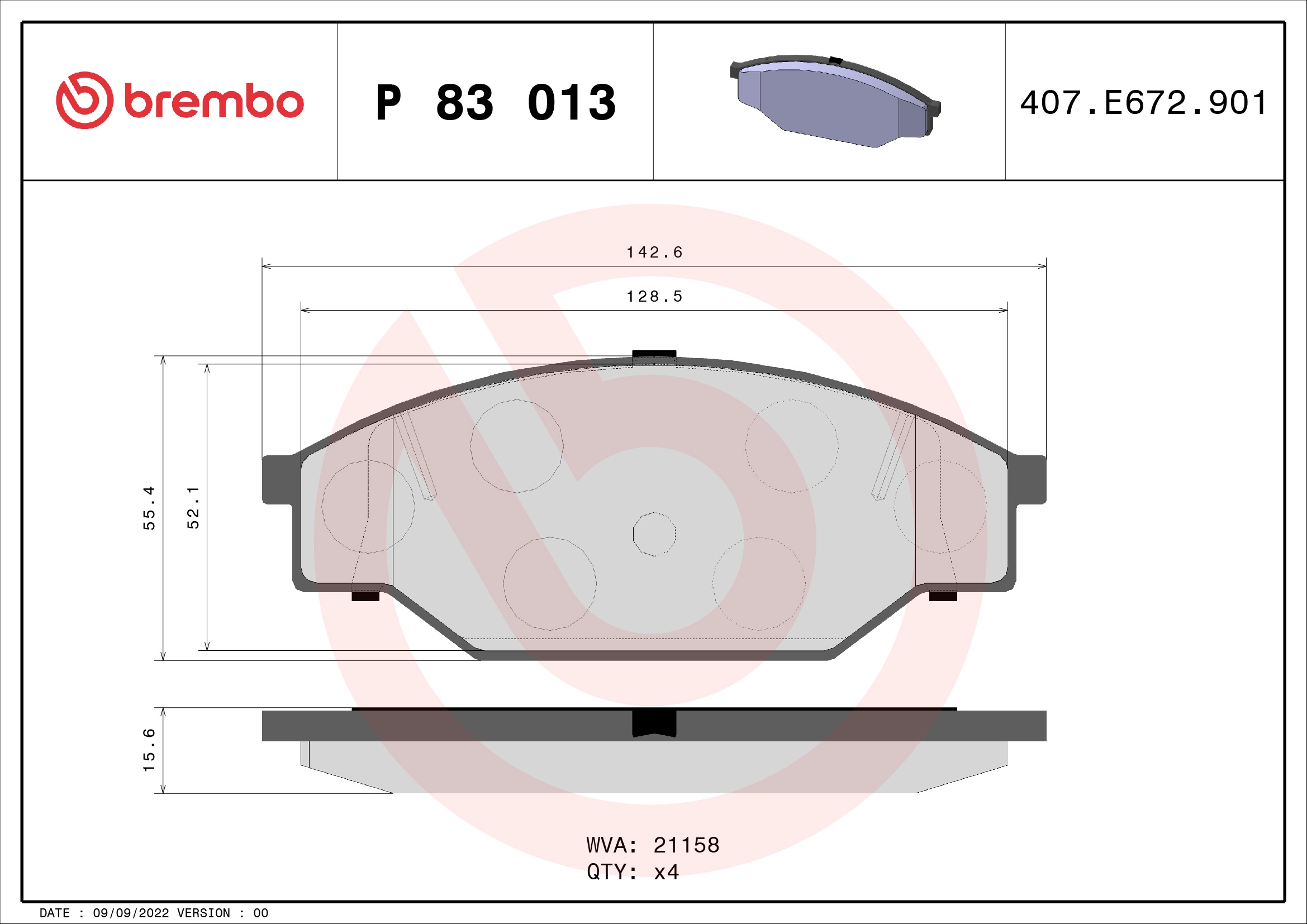 Комплект тормозных колодок передн toyota dyna 100 hiace iii hilux iv hilux v hilux vi BREMBO P 83 013