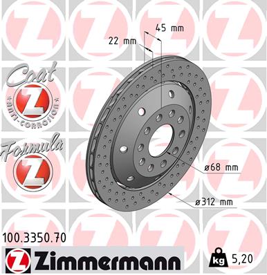Диск тормозной ZIMMERMANN 100.3350.70
