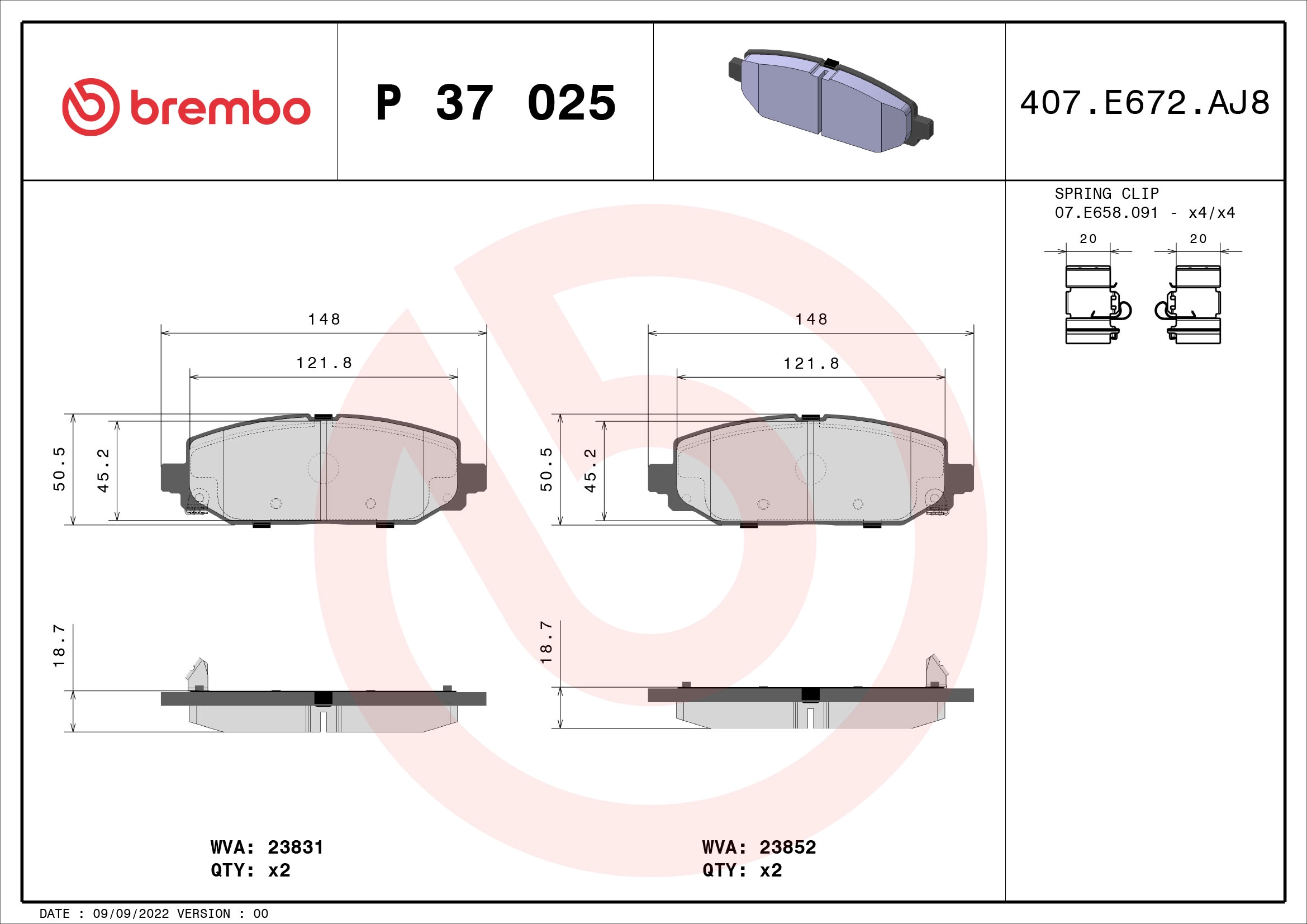 P37025 колодки тормозные дисковые BREMBO P 37 025