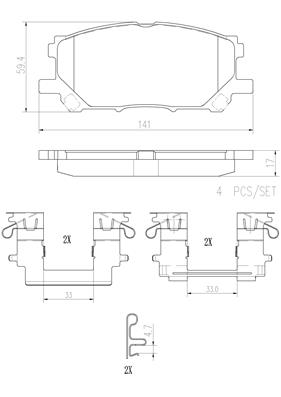 Колодки тормозные дисковые передние комплект nao line BREMBO P83067N