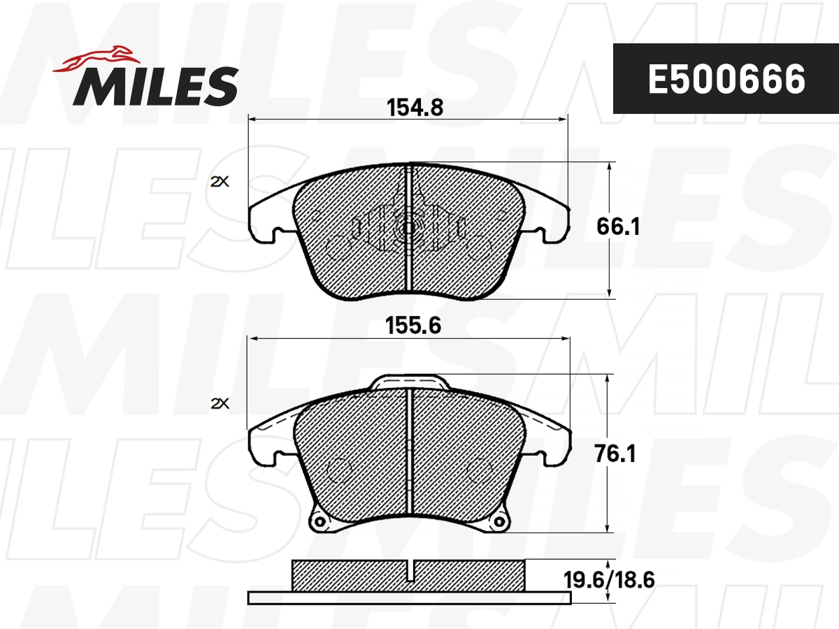 Комплект тормозных колодок дисковый тормоз MILES E500666