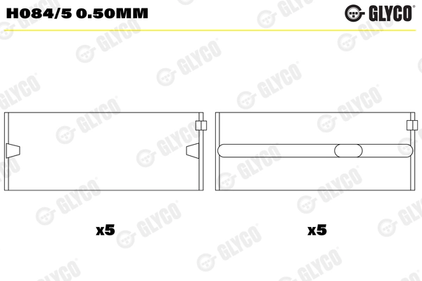 Подшипник коленвала GLYCO H084/5 0.50MM