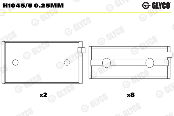 Подшипник коленвала GLYCO H1045/5 0.25MM