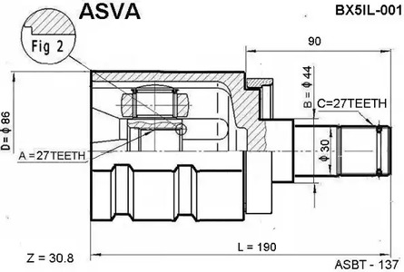 Шарнирный комплект приводной вал ASVA BX5IL-001