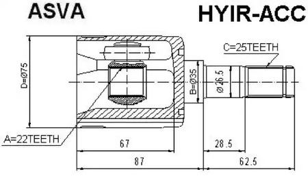 Шарнирный комплект приводной вал ASVA HYIR-ACC