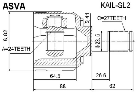 Шарнирный комплект приводной вал ASVA KAIL-SL2