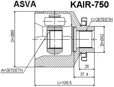 Шарнирный комплект приводной вал ASVA KAIR-750