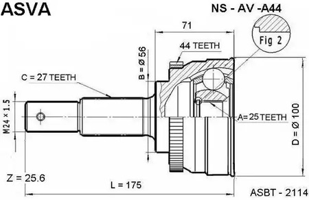 Шрус ASVA NS-AV-A44