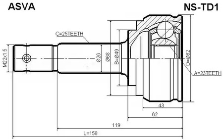 Шрус ASVA NS-TD1