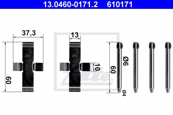 Комплект монтажный тормозных колодок ATE 13-0460-0171-2
