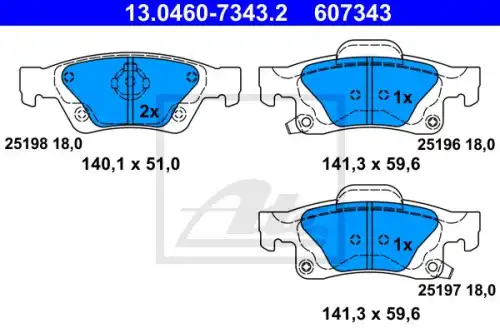 Колодки тормозные дисковые /комплект 4 шт/ ATE 13-0460-7343-2