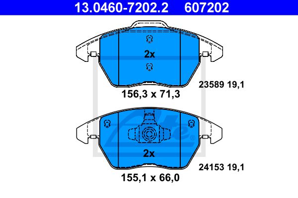Комплект тормозных колодок дискового тормоза ATE 13-0460-7202-2