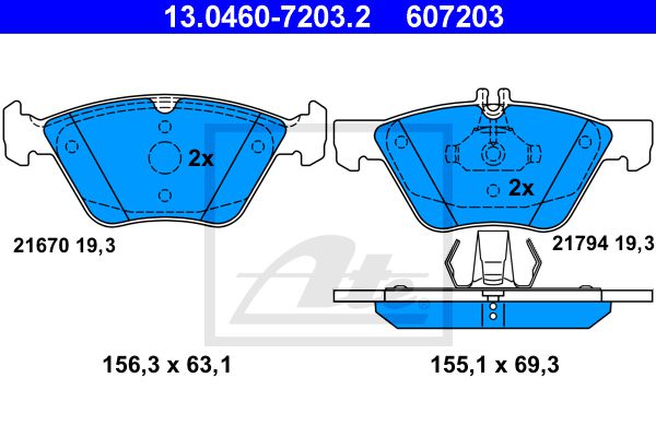 Комплект тормозных колодок дискового тормоза ATE 13-0460-7203-2