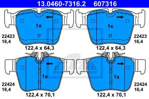 Колодки тормозные дисковые задн mb c (w205) amg glc (x253) 14- ATE 13.0460-7316.2