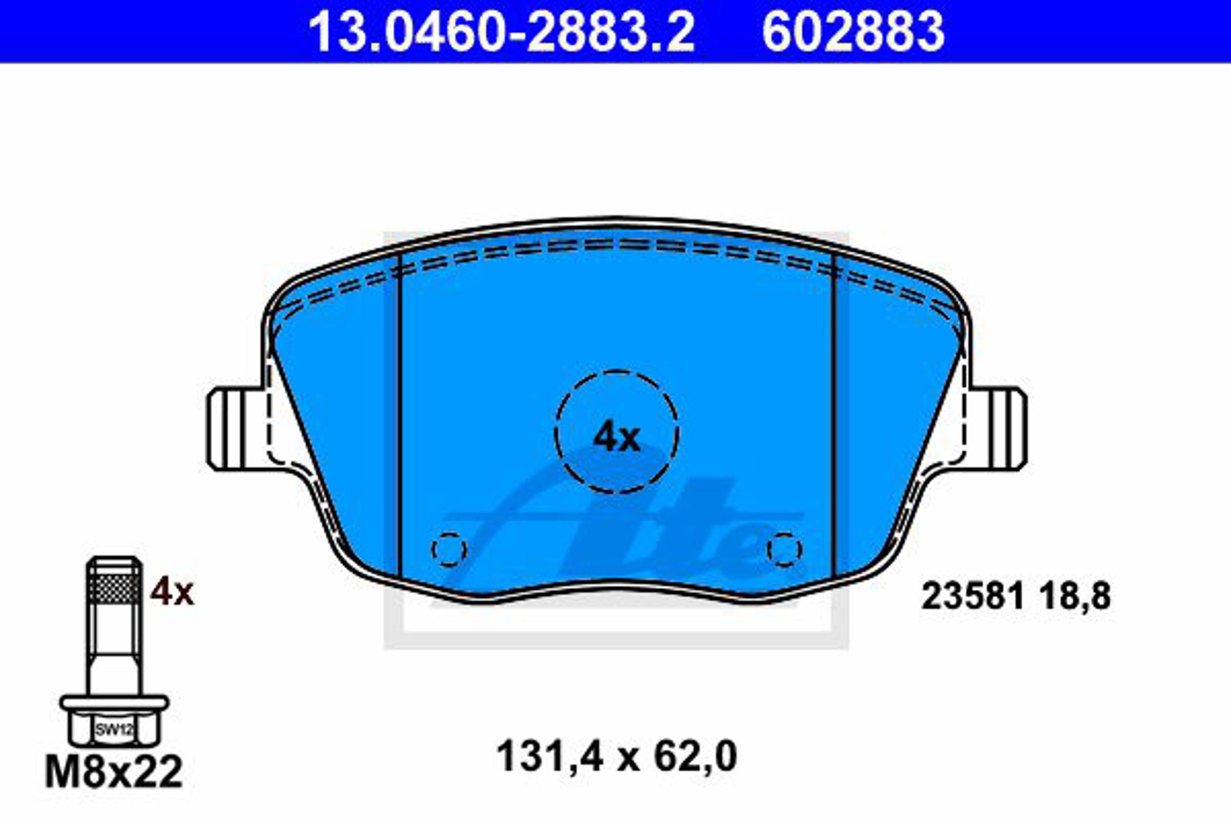 Колодки тормозные дисковые ATE 13.0460-2883.2