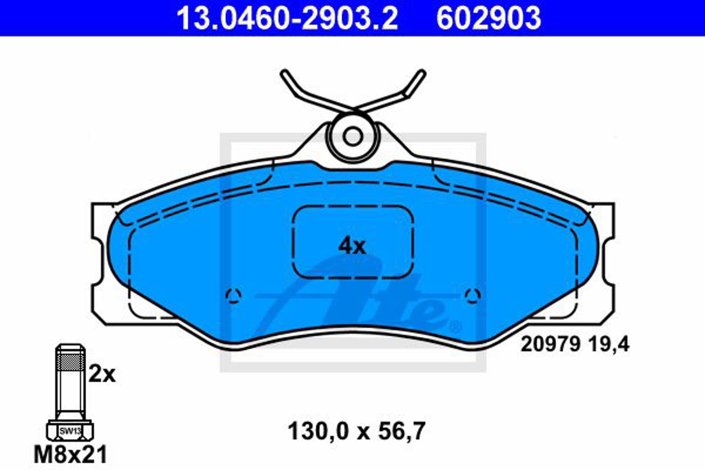 Колодки тормозные дисковые ATE 13.0460-2903.2