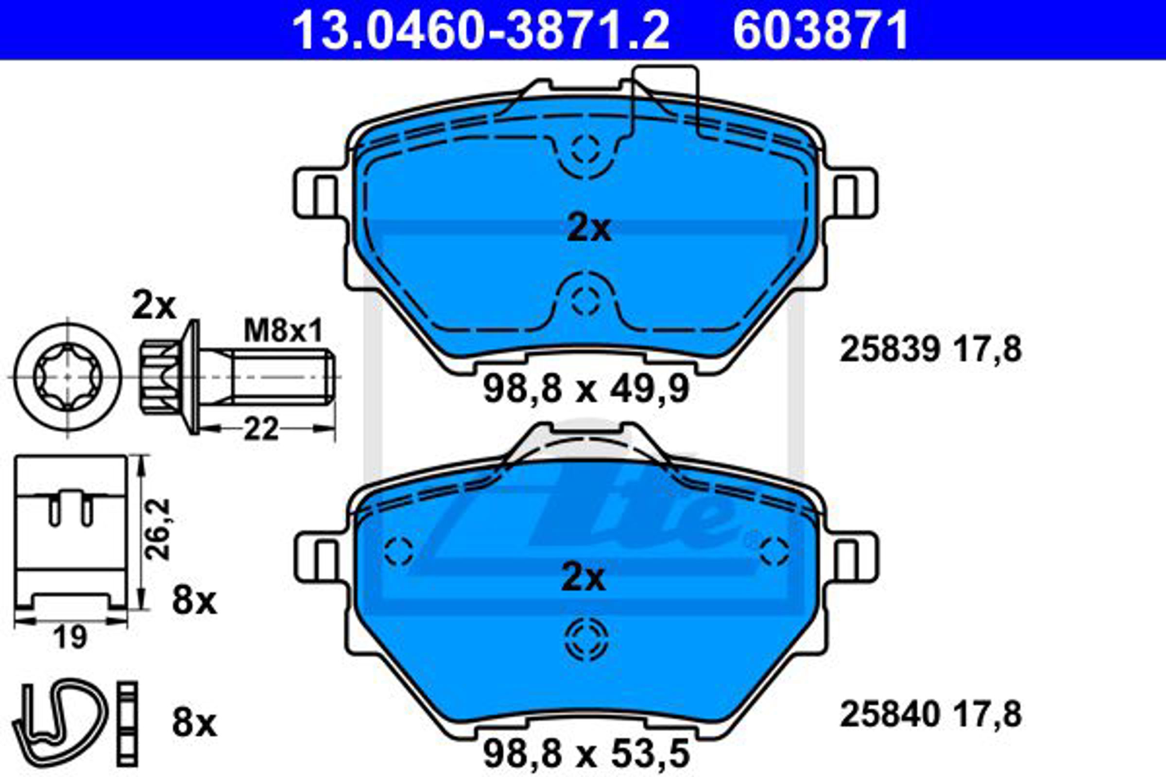 Колодки тормозные зад. psa c3 iv c4 iii berlingo 208 ii 308 ii-iii 3008 ii 508 ii / opel astra ATE 13.0460-3871.2