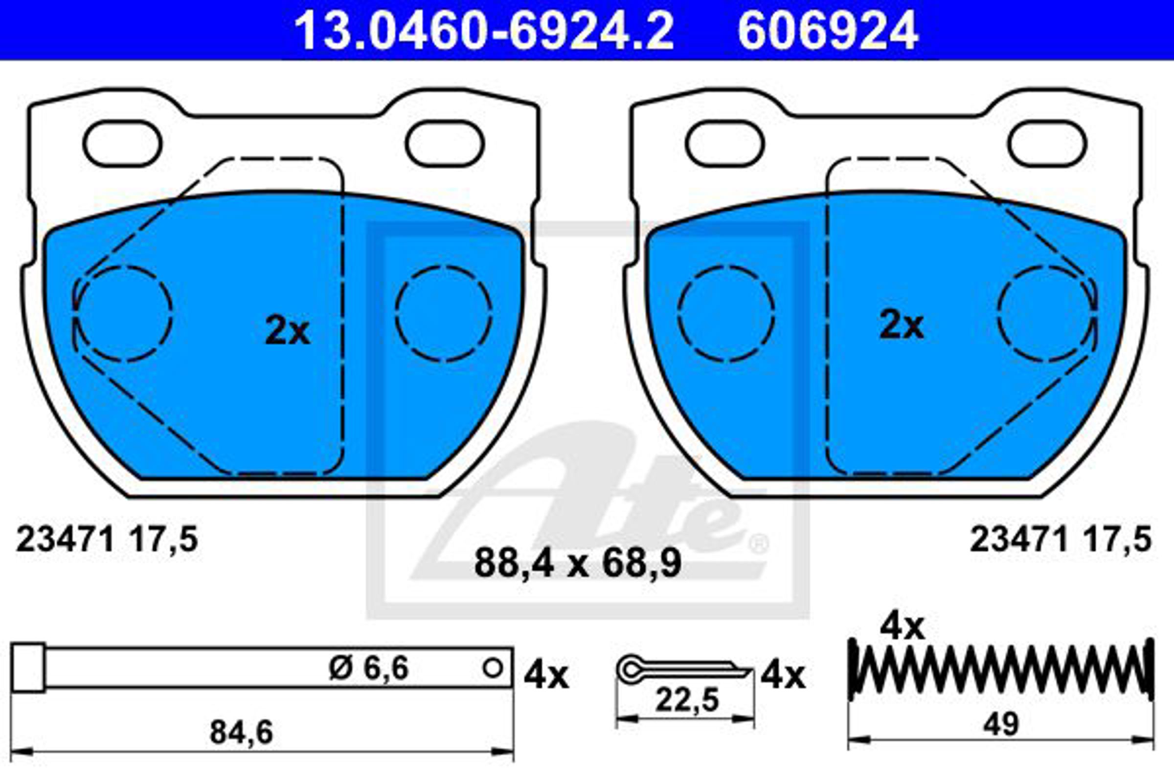Колодки тормозные дисковые ATE 13.0460-6924.2