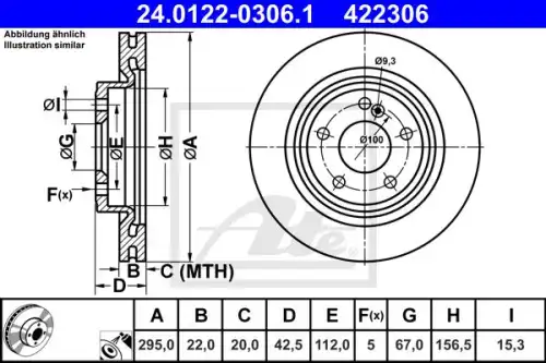 Диск тормозной задн mb a (w176) cla (c117) gla (x156) 14- ATE 24.0122-0306.1
