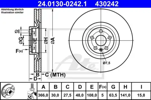 Диск тормозной перед volvo xc60 xc90 16- ATE 24.0130-0242.1
