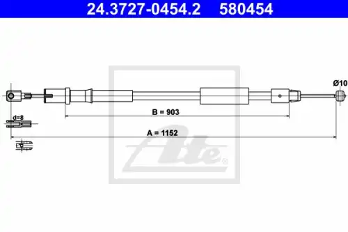 Трос ручника ATE 24.3727-0454.2