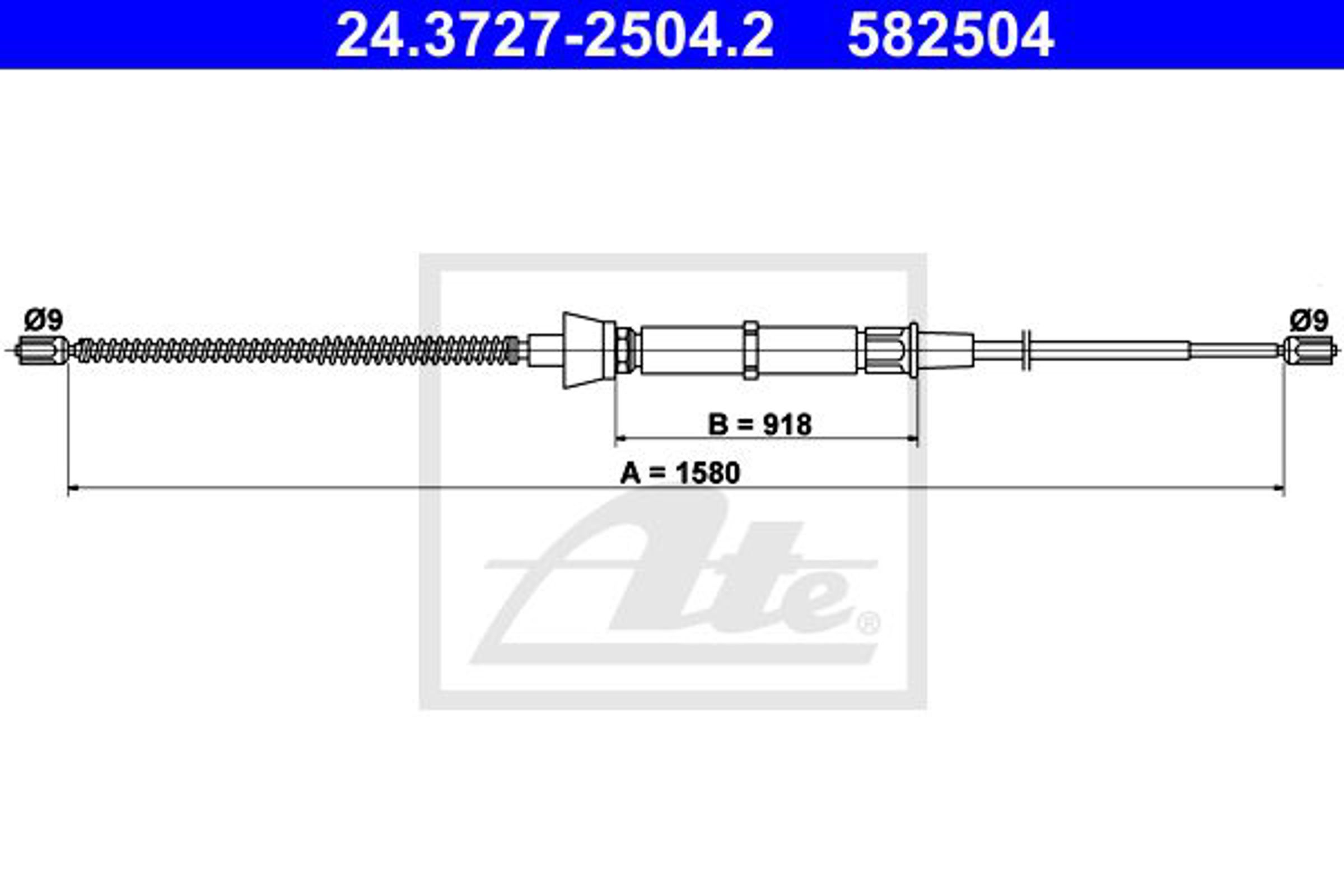 Трос стояночного тормоза l1585 (барабаны) skoda fabia seat cordobaibiza vw polo all 02 ATE 24.3727-2504.2
