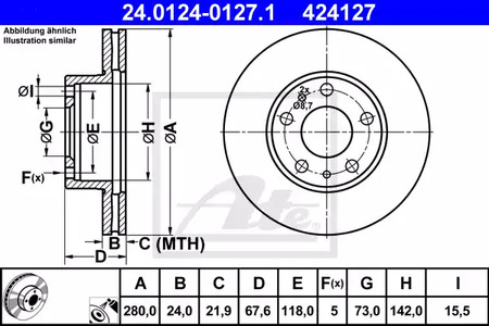 Диск тормозной ATE 24.0124-0127.1