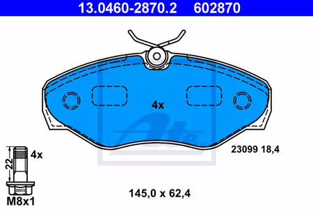 Колодки тормозные дисковые ATE 13.0460-2870.2