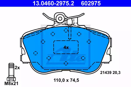 Колодки тормозные дисковые ATE 13.0460-2975.2