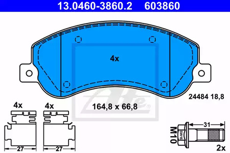 Колодки тормозные дисковые ATE 13.0460-3860.2